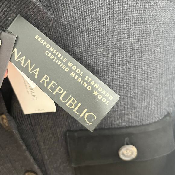 Banana Republic Womens Merino Wool Suede Sweater Dress L Gray Black Utility Coat - Picture 8 of 14